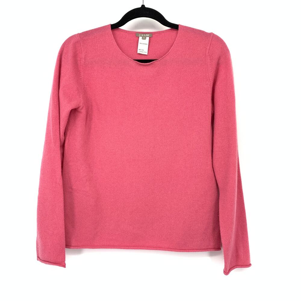 Jigsaw Pullover Rounded Neck Sweater Womens Size Medium Pink 100% Cashmere
